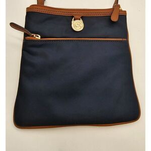 Michael Kors Navy & Brown Crossbody Bag With Zip Closure with COA